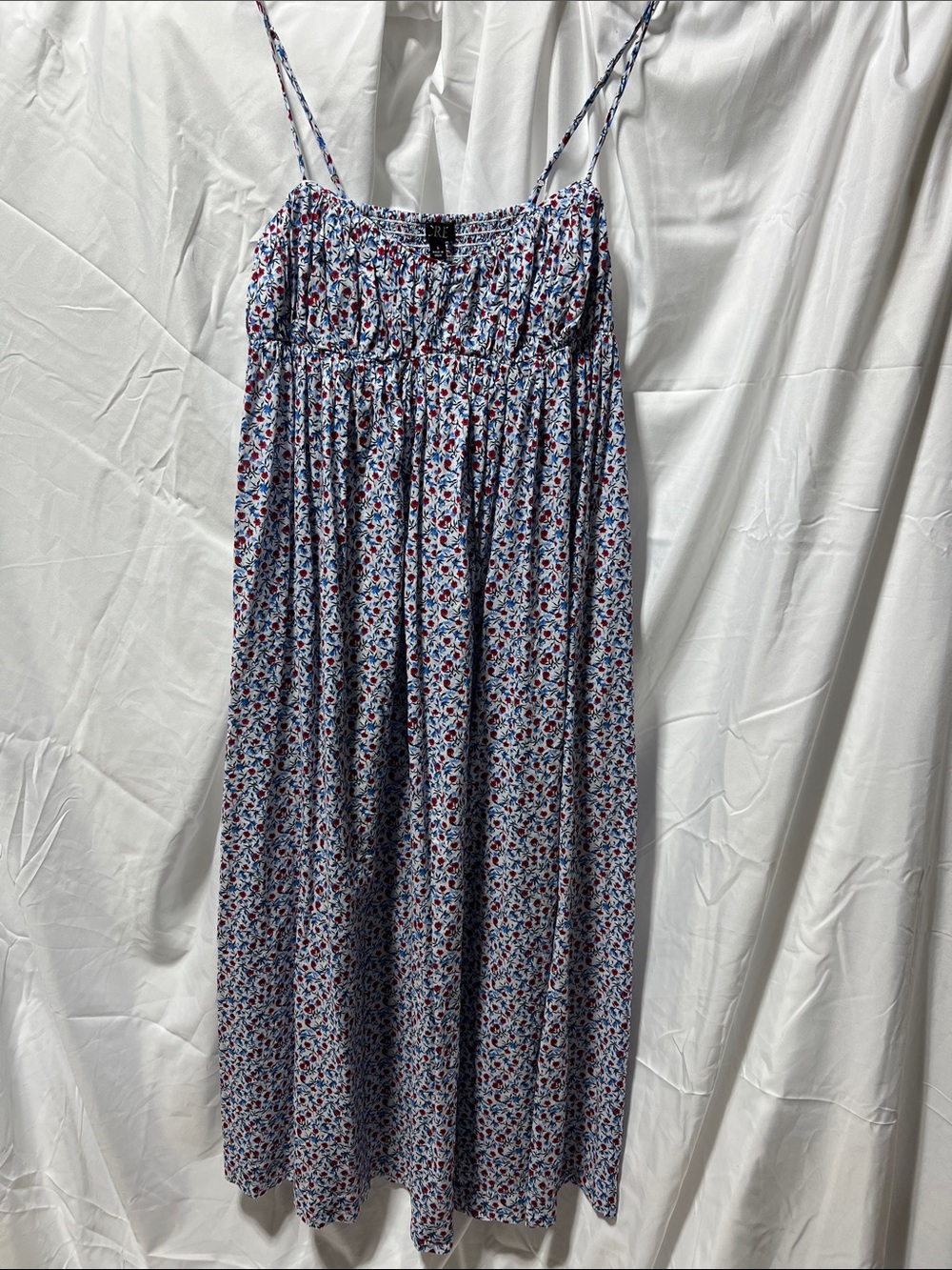 J. Crew Blue and Red Floral Maxi Sundress